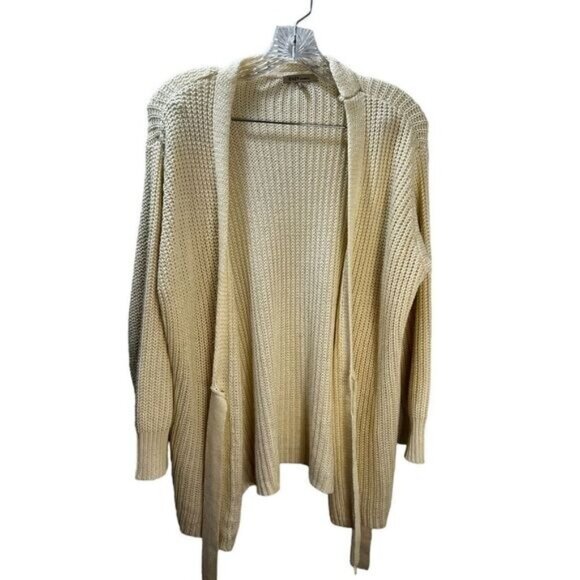 Cozy Casual Crocheted Long Sleeve Cardigan Tie Waist‎ Small - Picture 1 of 4